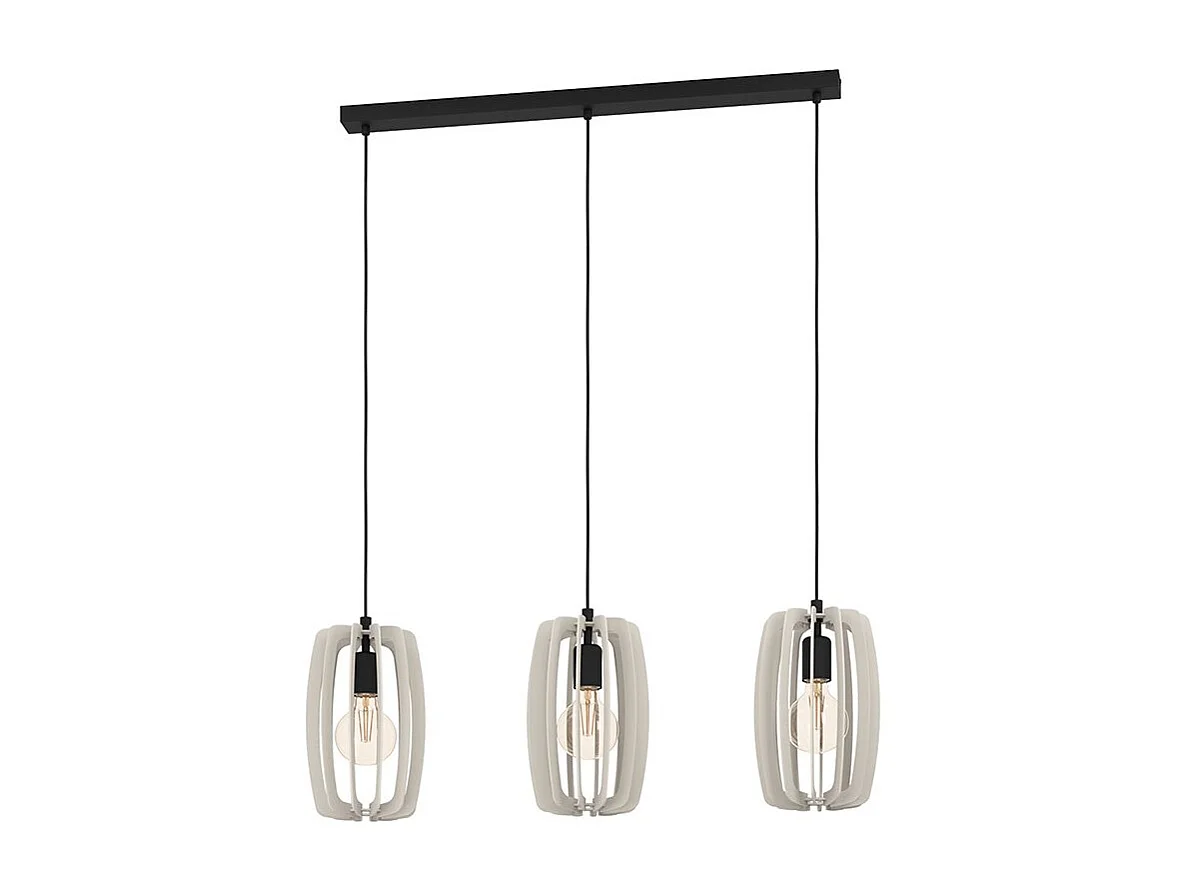Lampadario Industrial Bajazzara 3 Luci Acciaio Nero Diffusore Grigio