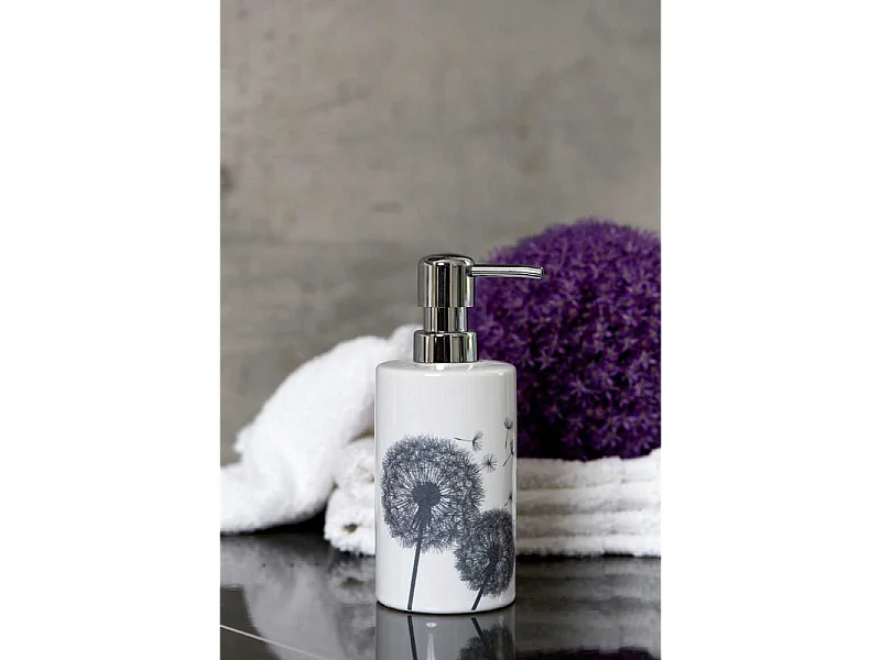 Distributeur de savon en céramique "Astera" - Blanc/Gris - 360 ml