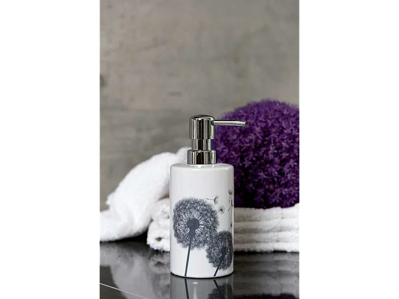 Distributeur de savon en céramique "Astera" - Blanc/Gris - 360 ml