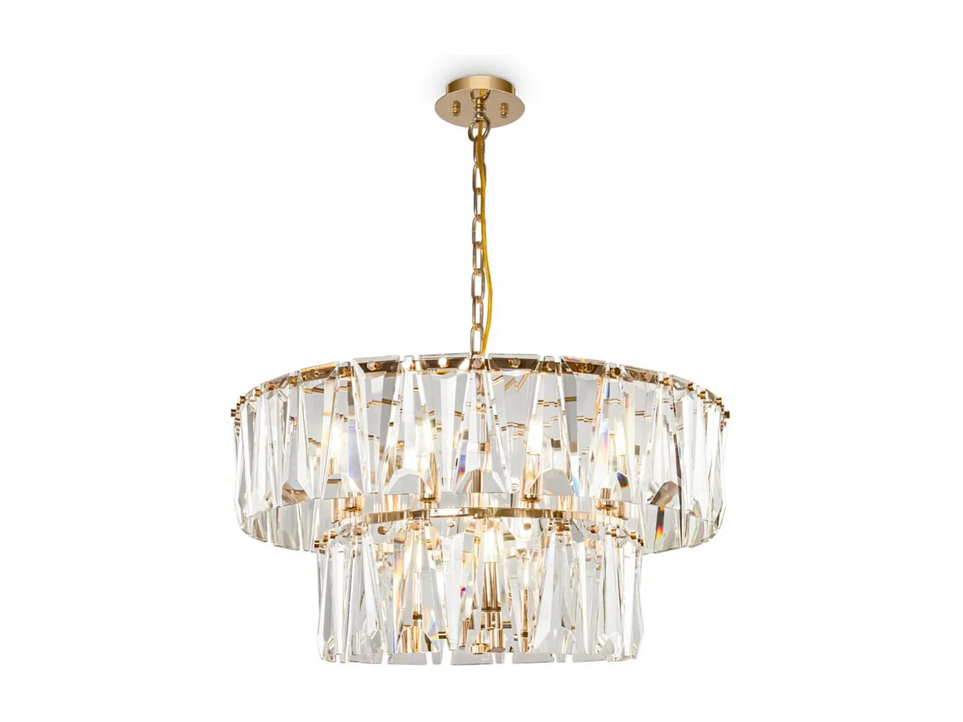 Maytoni Puntes Moderna lámpara de techo colgante dorada Puntes de 2 niveles y 12 luces