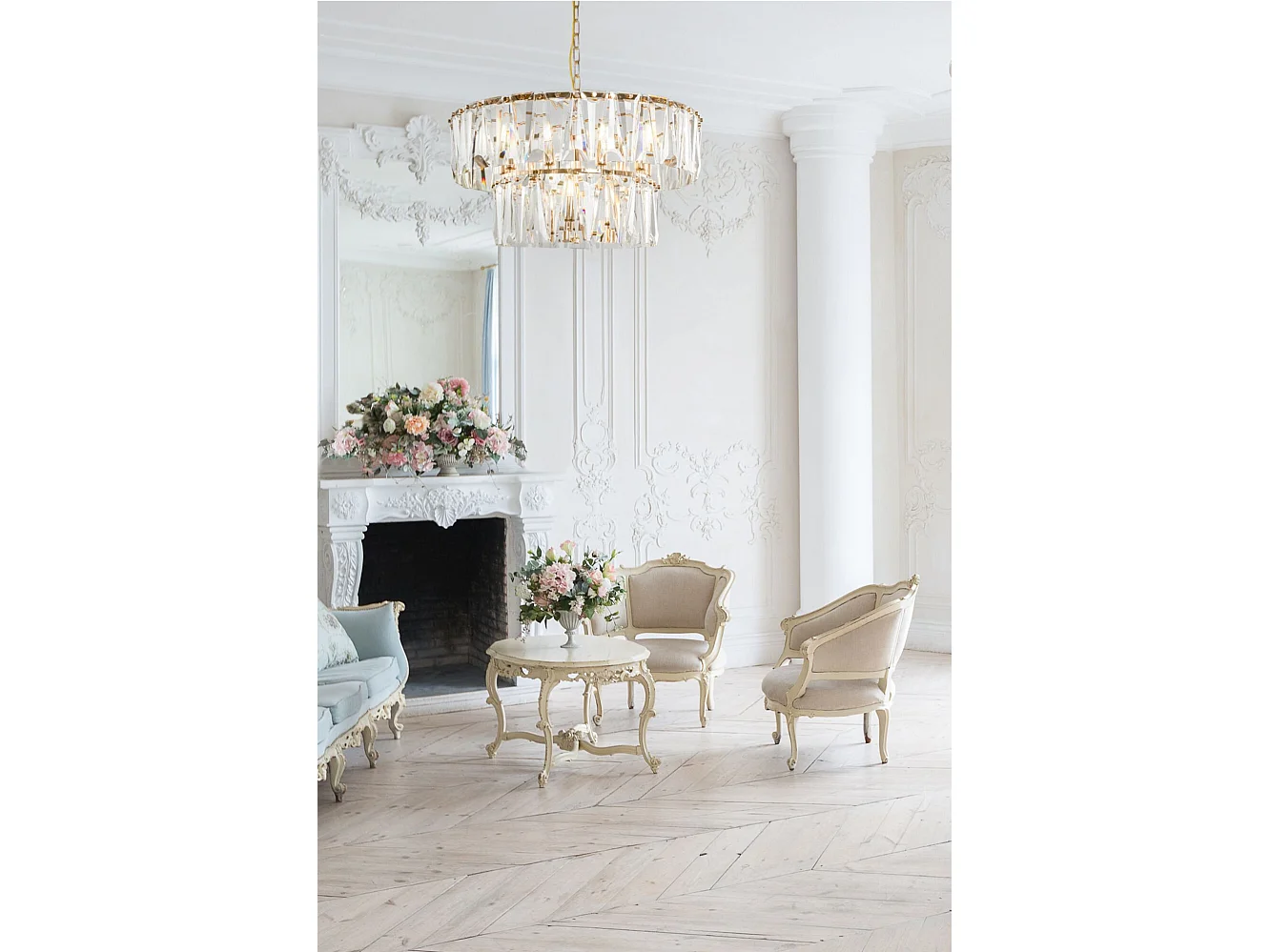 Maytoni Puntes Moderna lámpara de techo colgante dorada Puntes de 2 niveles y 12 luces