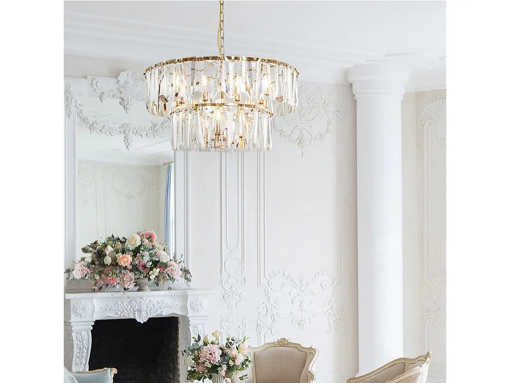 Maytoni Puntes Moderna lámpara de techo colgante dorada Puntes de 2 niveles y 12 luces