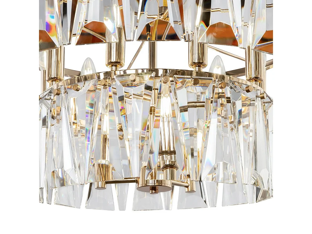 Maytoni Puntes Moderna lámpara de techo colgante dorada Puntes de 2 niveles y 12 luces