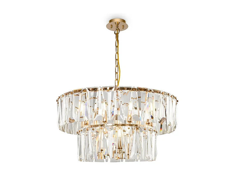 Maytoni Puntes Moderna lámpara de techo colgante dorada Puntes de 2 niveles y 12 luces