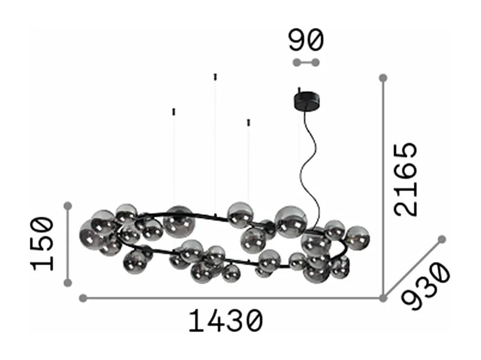 Sospensione Contemporanea Perlage Metallo Ottone 30 Luce G9 3W 3000K Luce Calda