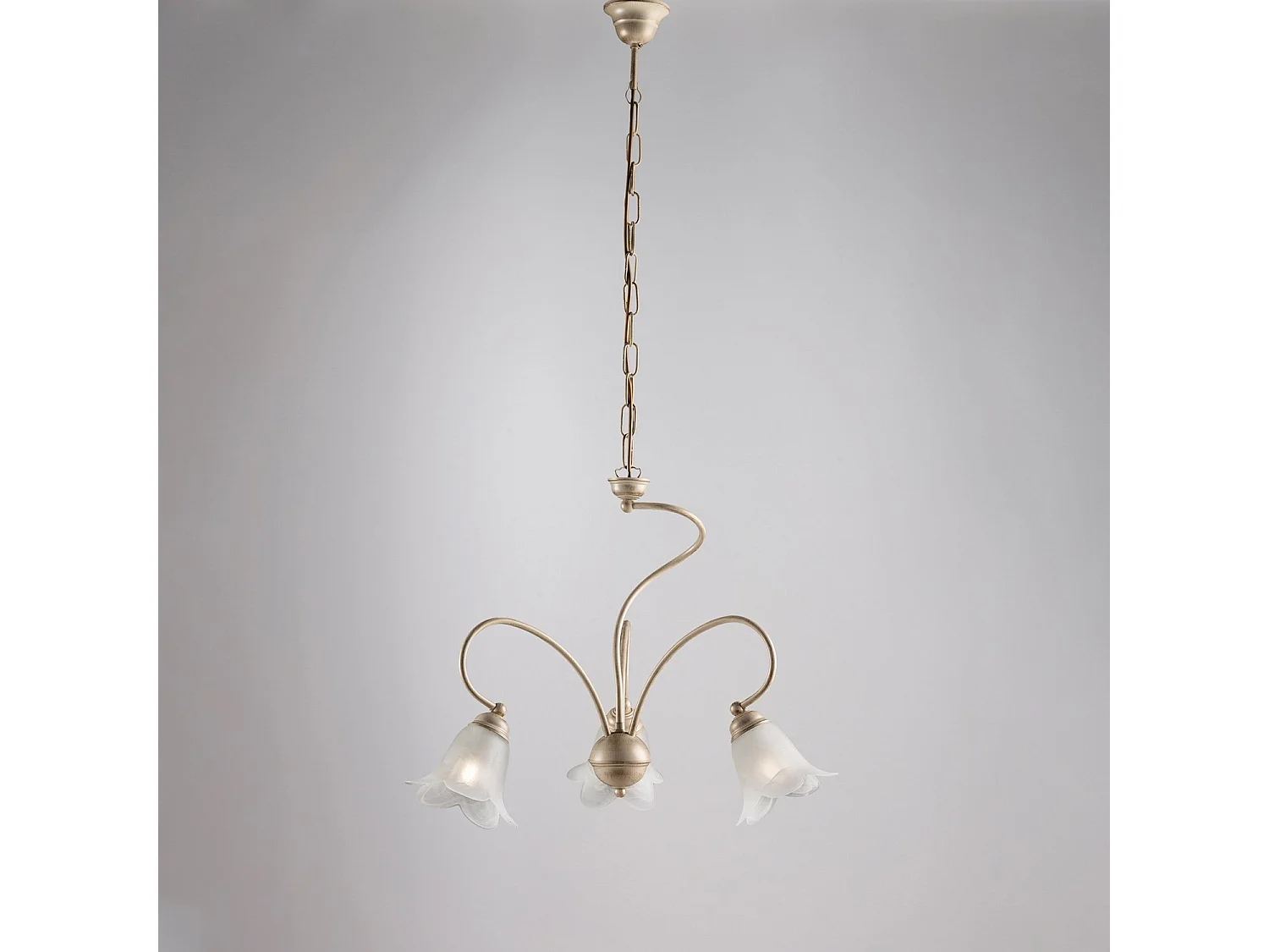 Lustre Alice ivoire, déco or antique, verre albâtre d.14, 3 lumières d.50 cm, idéal salle à manger vintage