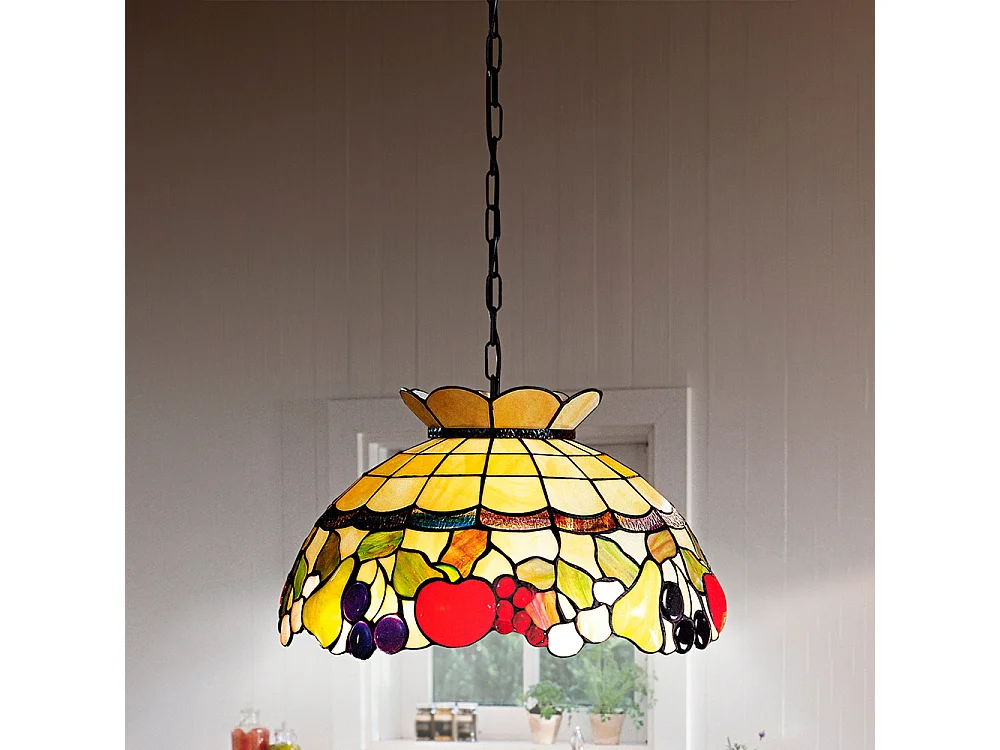 Sospensione Stile Tiffany Vetro Multicolor 1 Luce E27