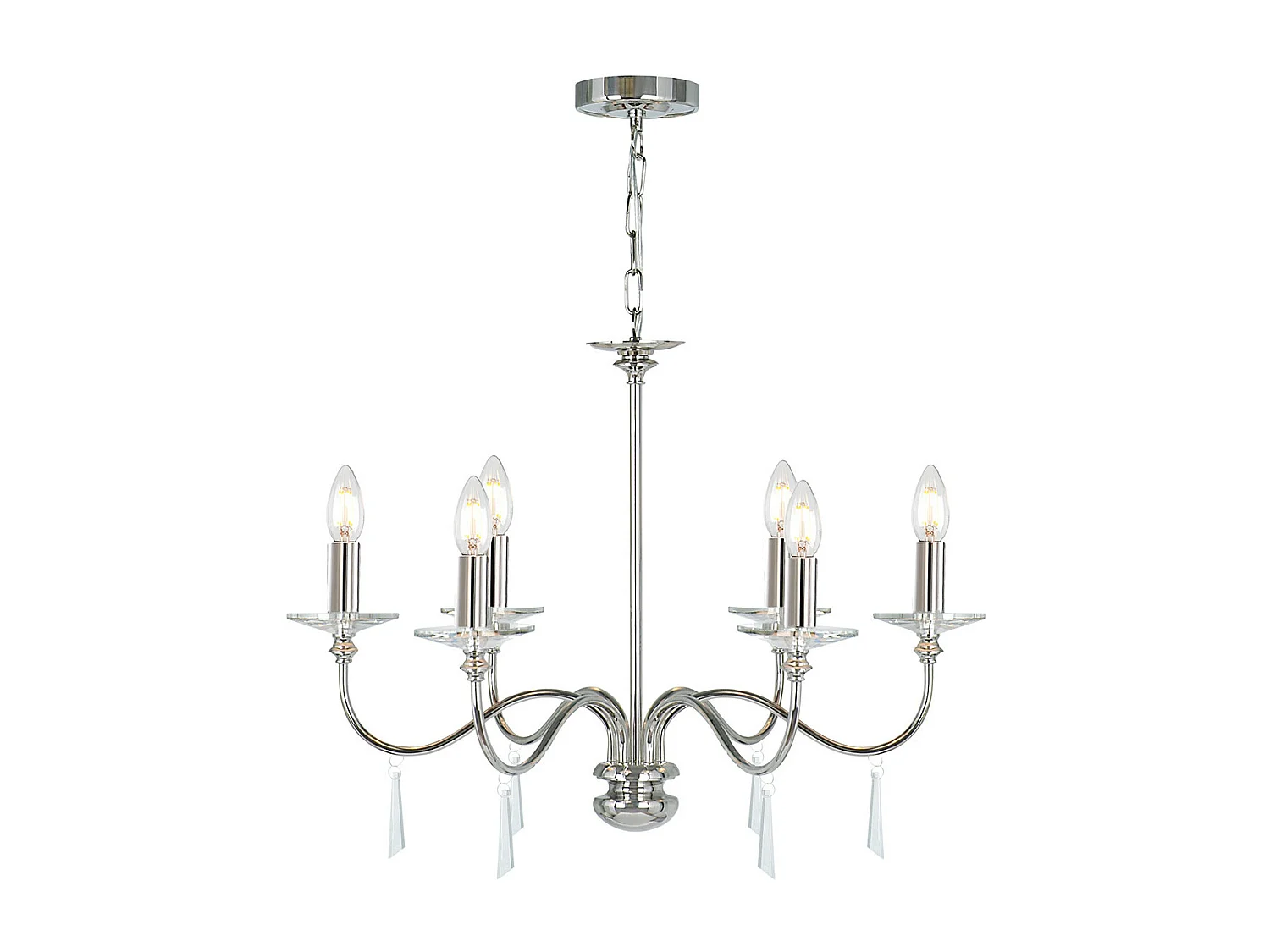 Elstead Finsbury Park 6 ljus multiarm ljuskrona polerad nickelfinish - skärmar ingår inte, E14