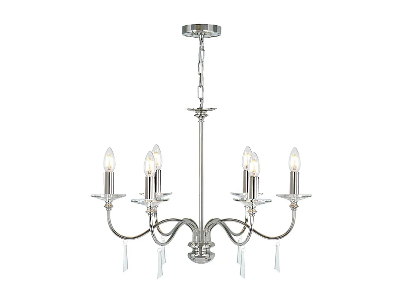 Elstead Finsbury Park - 6 Leichte mehrarmige Kronleuchter aus poliertem Nickel - Farben nicht im Lieferumfang enthalten, E14