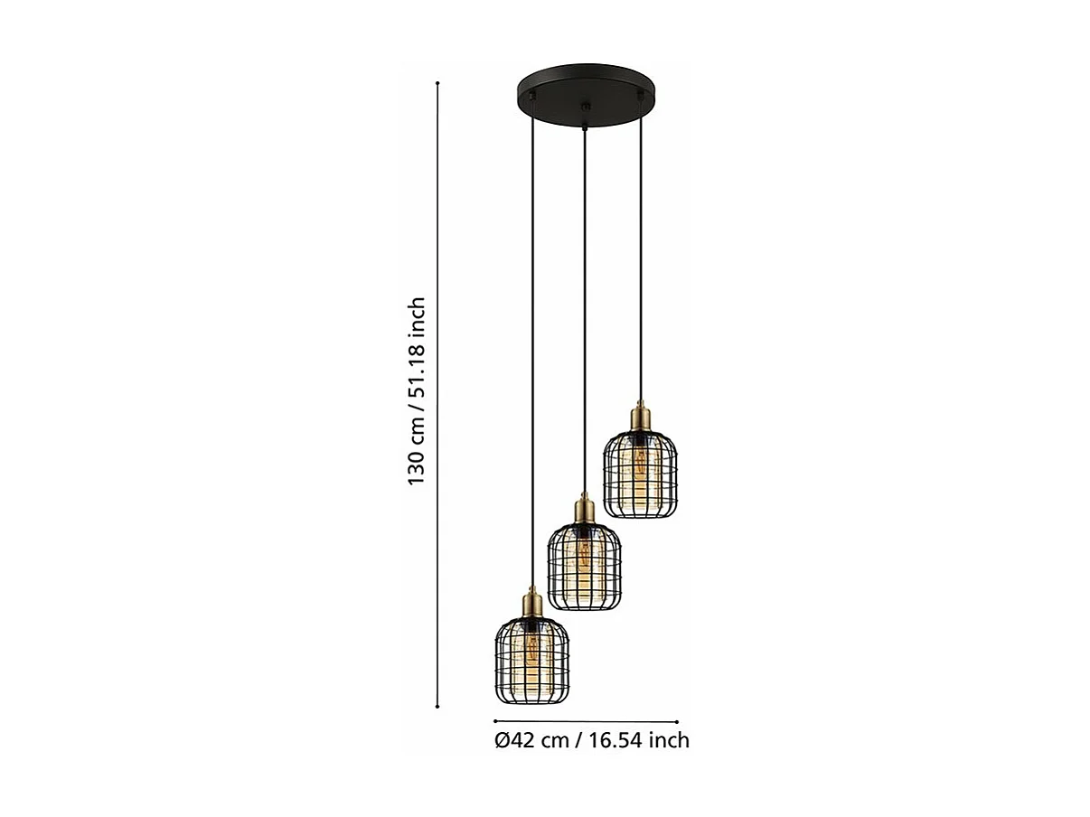 Lampadario Moderno Chisle 3 Luci Acciaio Nero