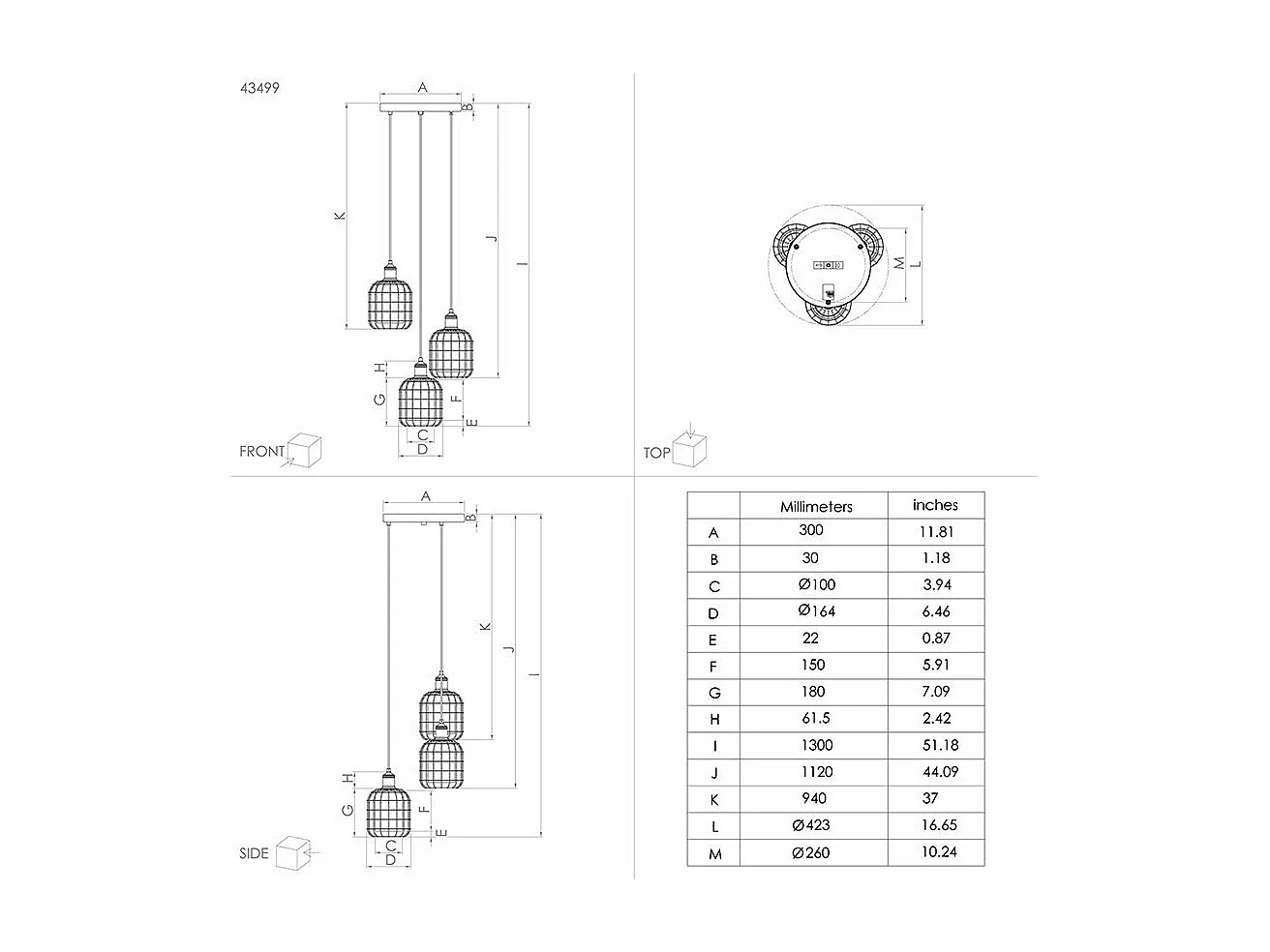 Lampadario Moderno Chisle 3 Luci Acciaio Nero