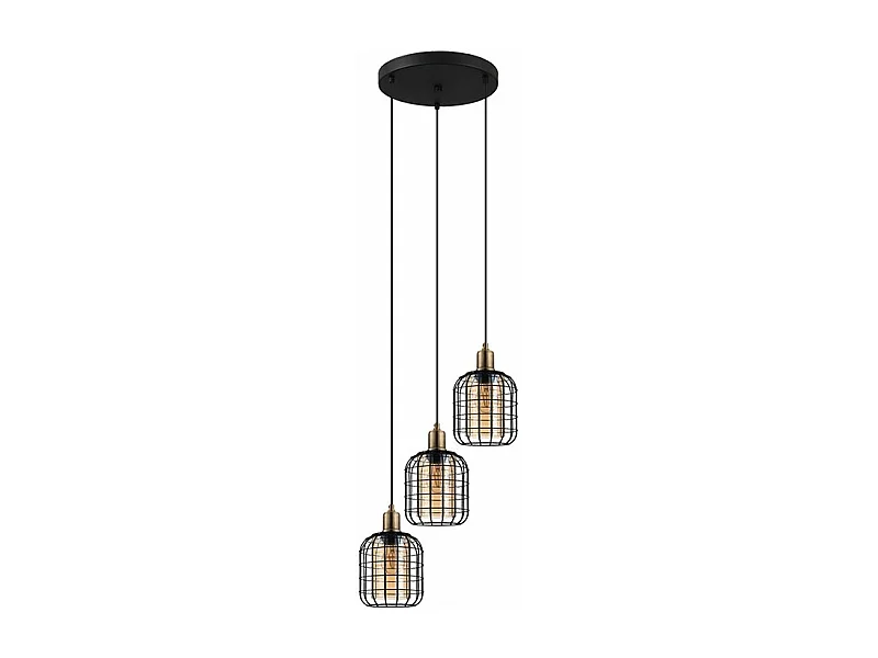 Lampadario Moderno Chisle 3 Luci Acciaio Nero