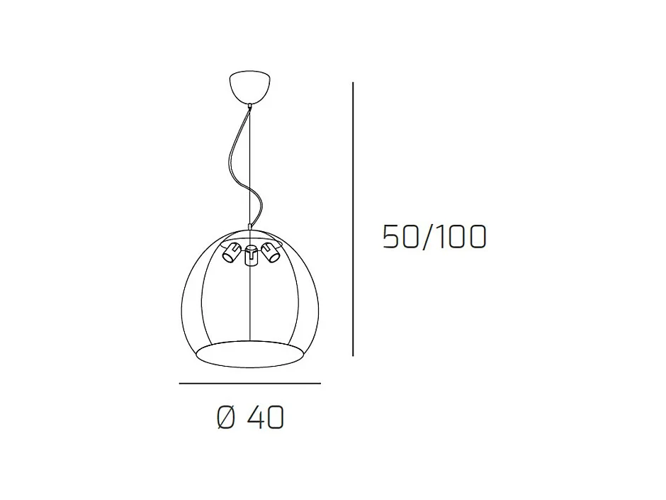 Toplight Basket hanglamp modern d.40 cm 60W in verchroomd metaal met aluminium diffuser - E27x3 fitting