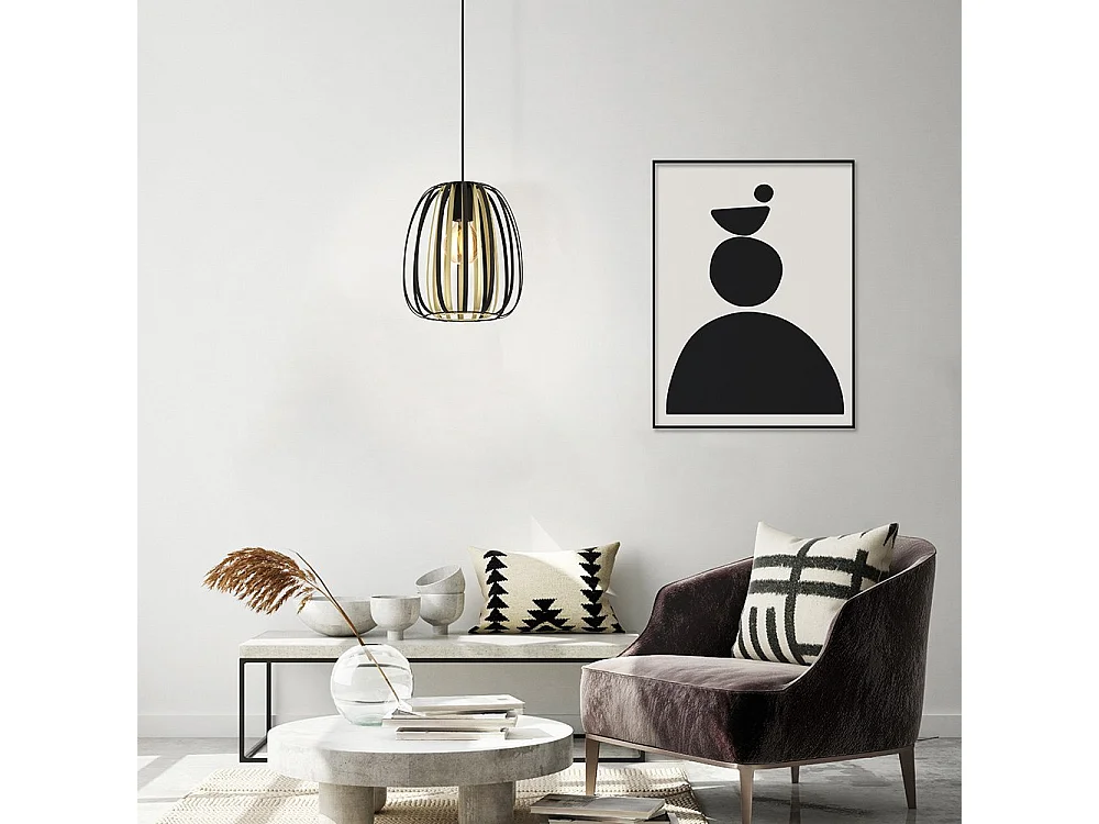 Lampadario Contemporaneo Encinitos Piccolo 1 Luce Acciaio Nero E Oro