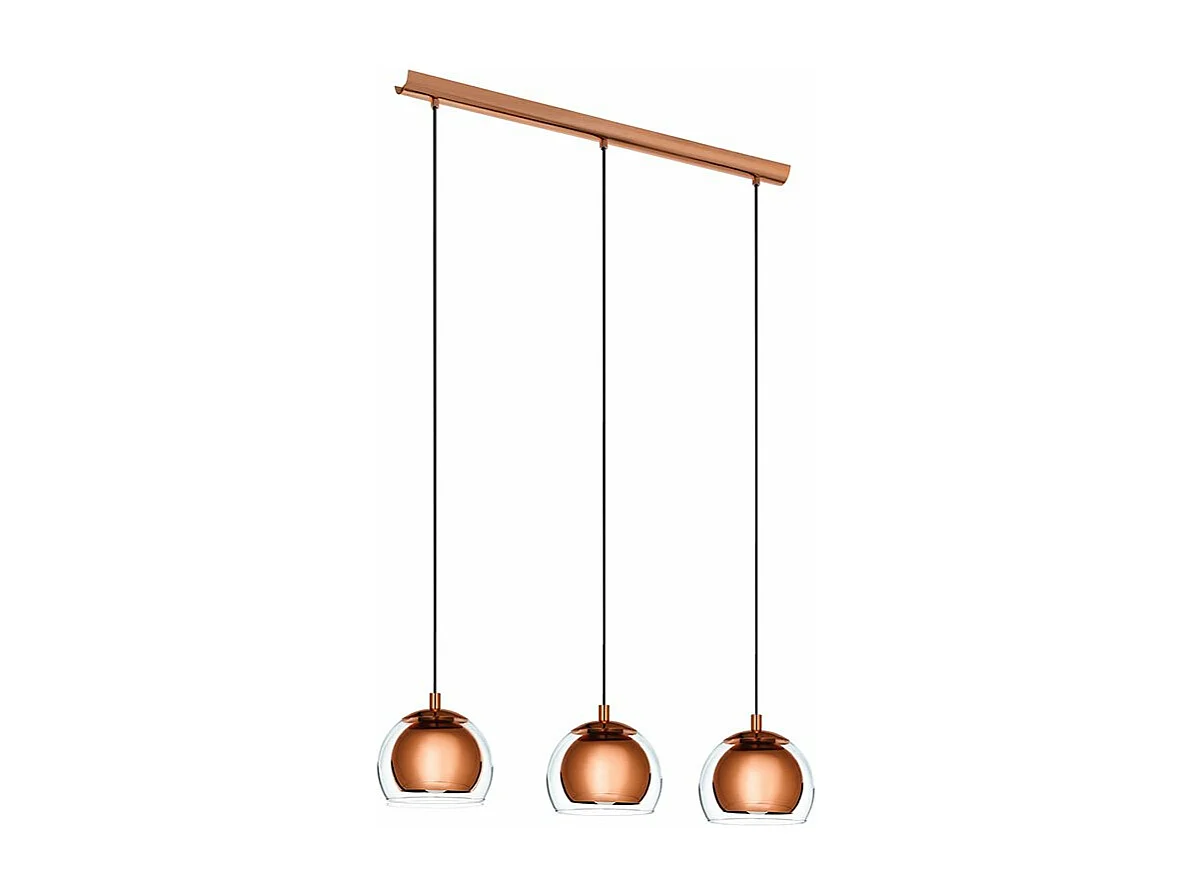 Lampadario Contemporaneo Rocamar 3 Luci Acciaio Rame