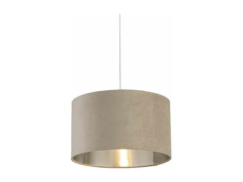 Sospensione Contemporanea Tamburo Tessuto Argento Tortora 1 Luce D38Cm