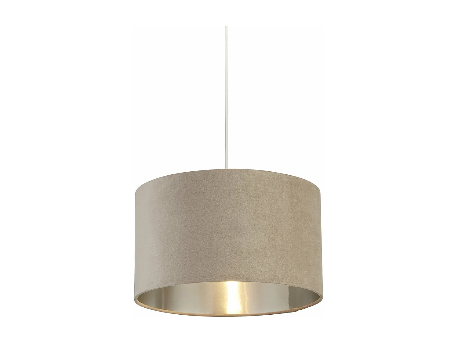 Sospensione Contemporanea Tamburo Tessuto Argento Tortora 1 Luce D38Cm