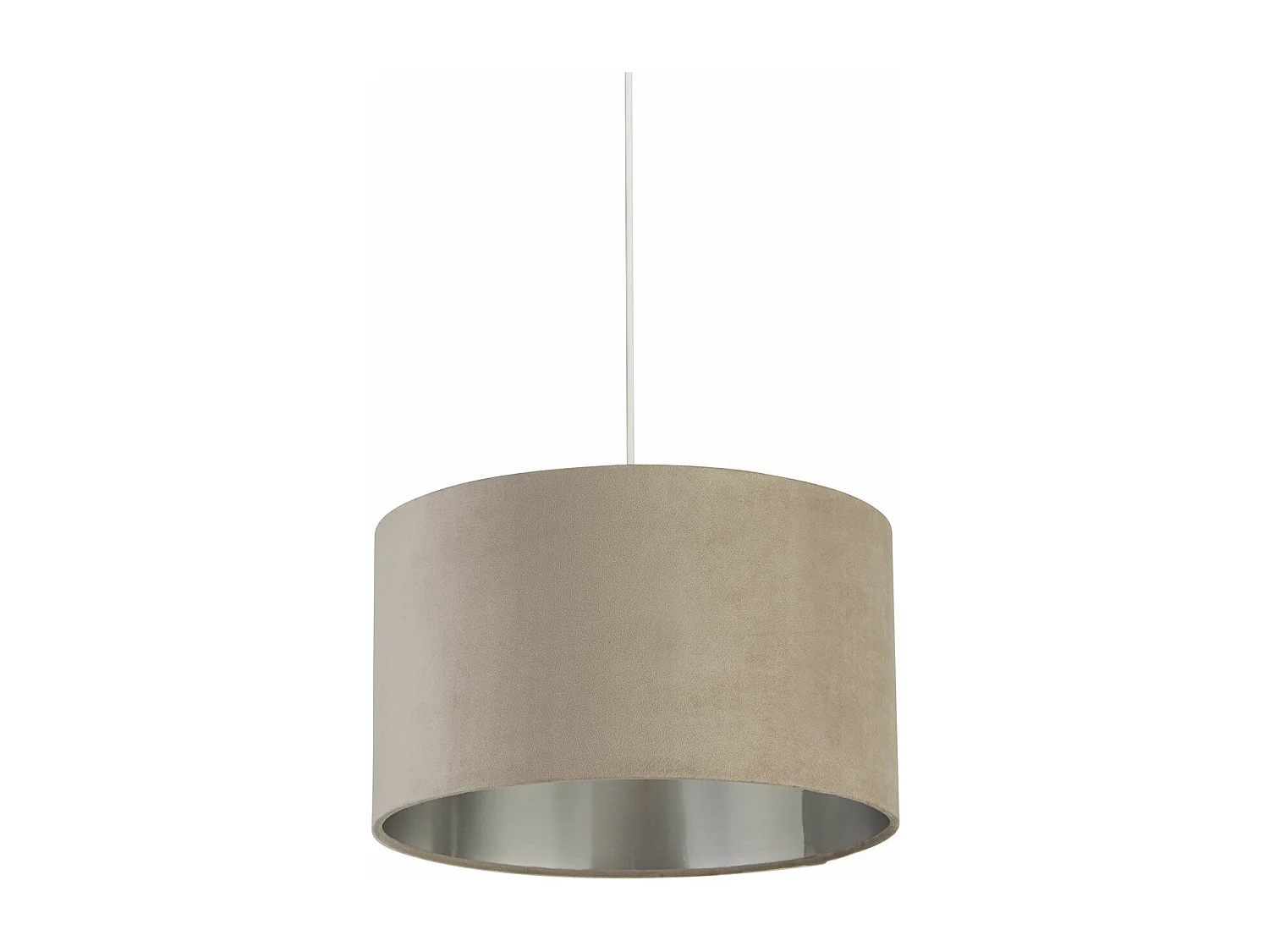 Sospensione Contemporanea Tamburo Tessuto Argento Tortora 1 Luce D38Cm