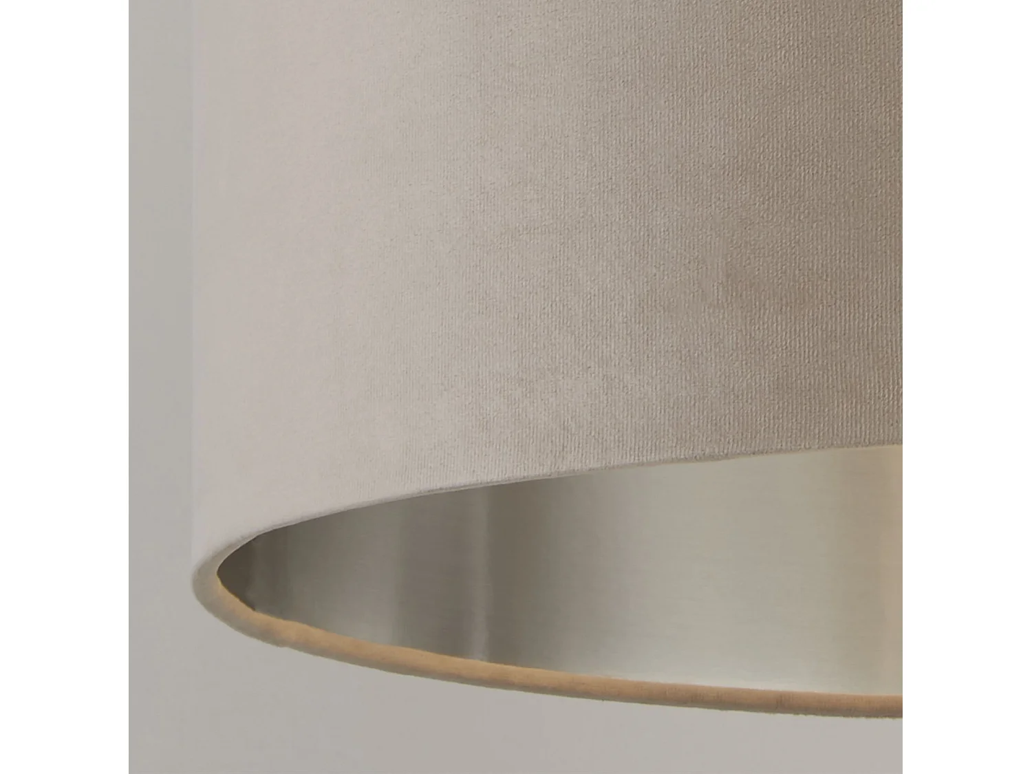 Sospensione Contemporanea Tamburo Tessuto Argento Tortora 1 Luce D38Cm