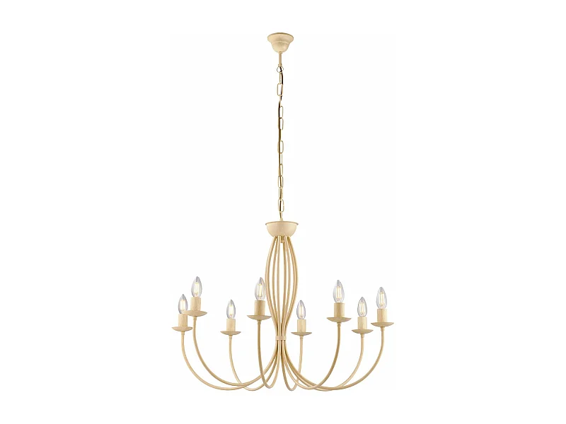 Botte Lustre en fer laqué ivoire à décor effet décapé 8 lumières 120 d.74 BL147-8-AV