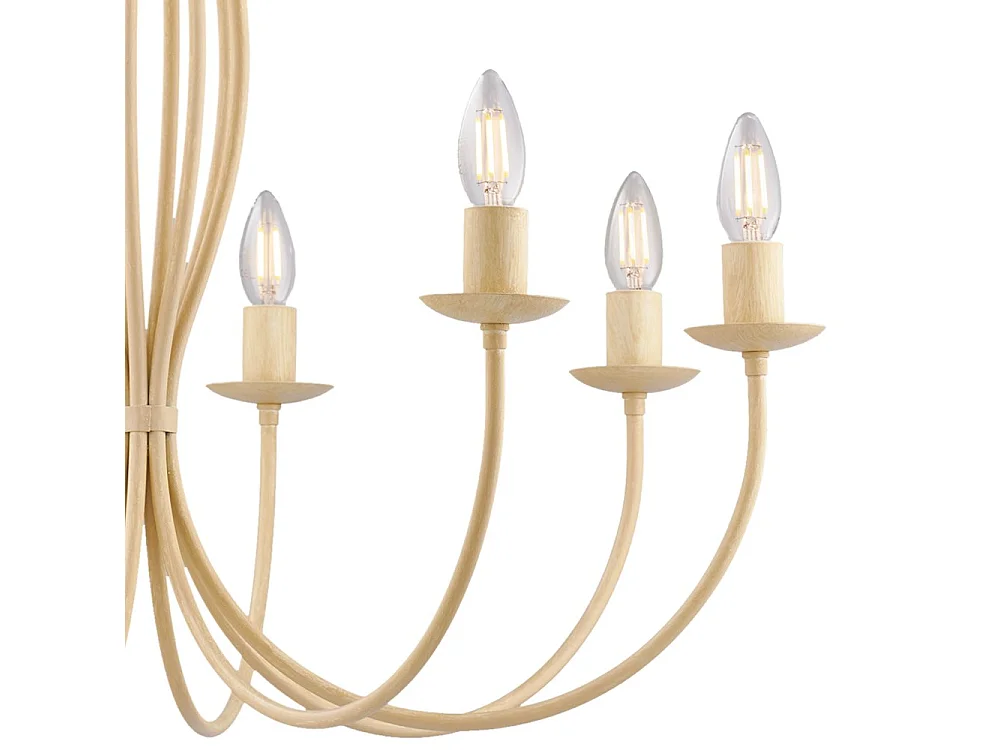 Botte Lustre en fer laqué ivoire à décor effet décapé 8 lumières 120 d.74 BL147-8-AV