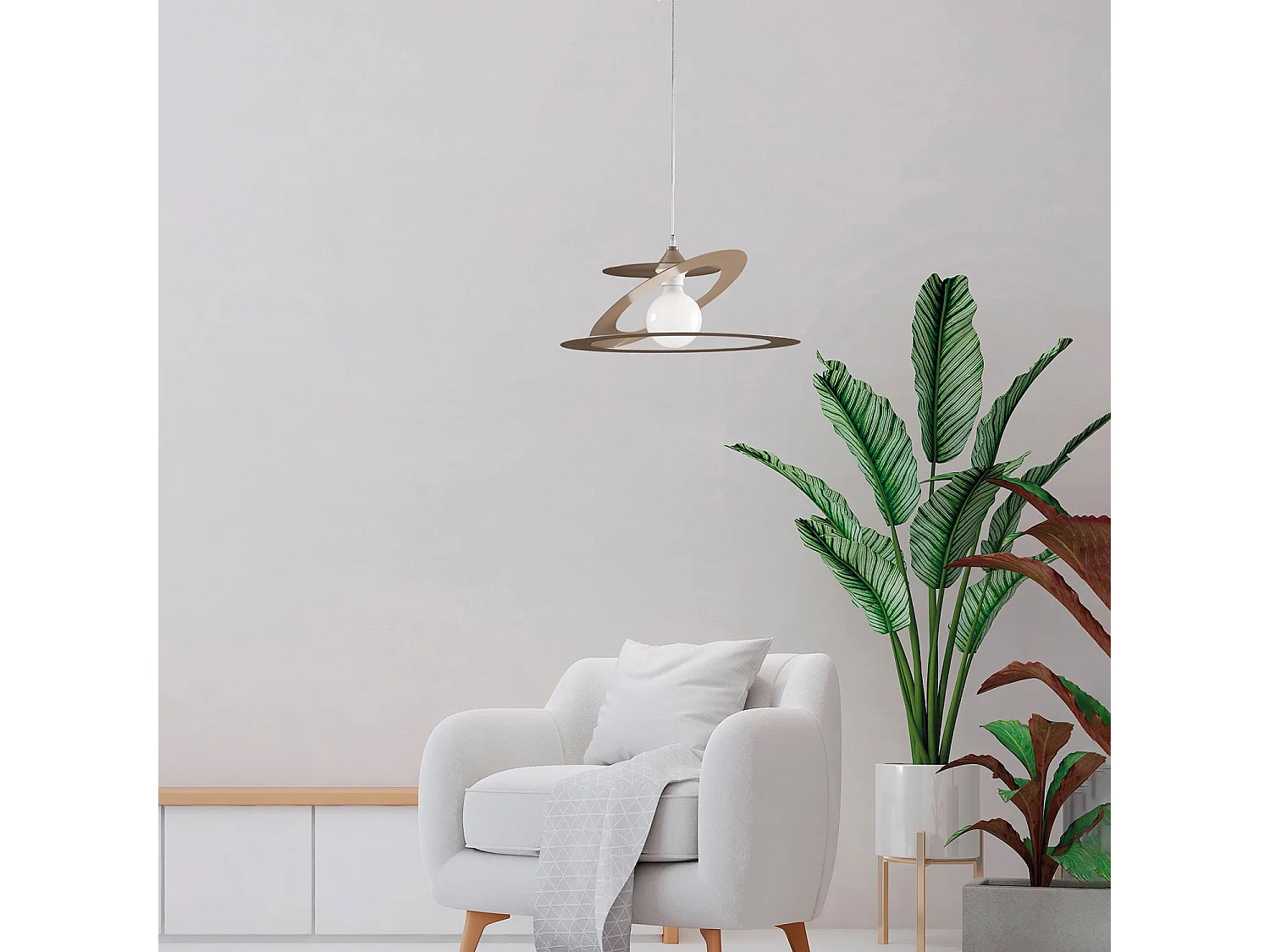 Sospensione Moderna Geko 1 Luce Ferro Taglio Laser Tortora