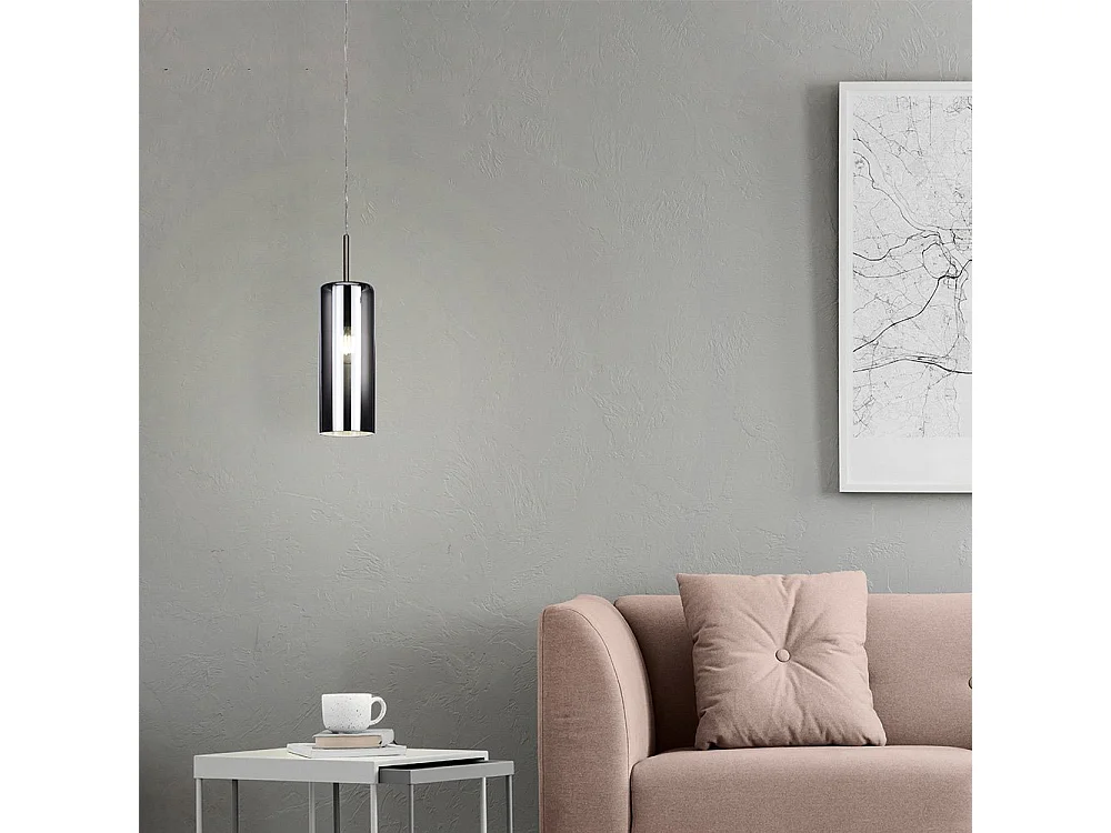 Lampadario Industrial Selvino 1 Luce Acciaio Grigio Opaco Diffusore Nero