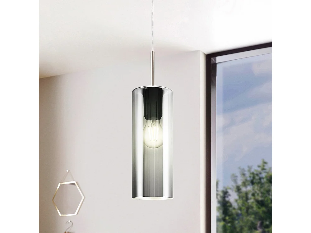 Lampadario Industrial Selvino 1 Luce Acciaio Grigio Opaco Diffusore Nero
