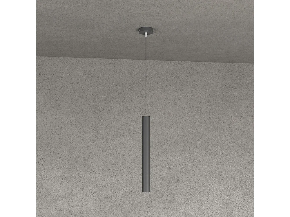 Round Tube Sospensione 1 Luce Grigio Antracite Cavo Cm.250 Con Base