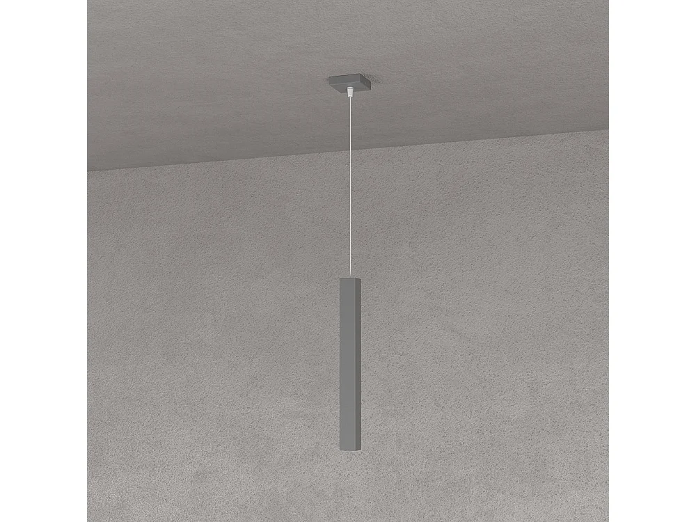 Square Tube Sospensione 1 Luce Grigio Antracite Cavo Cm.250 Con Base