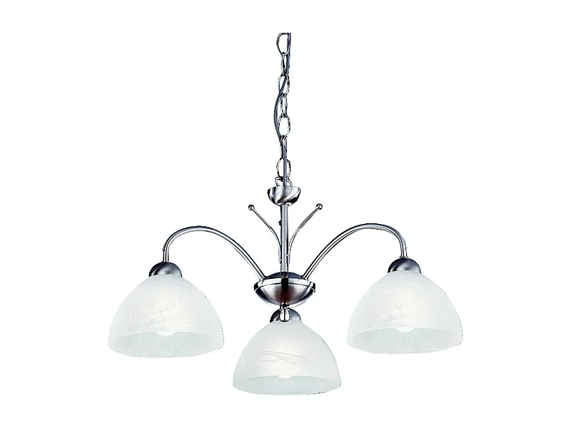 Searchlicht Milanese - 3 leichte mehrarmige Deckenanhänger Satin Silber, Glas, E14