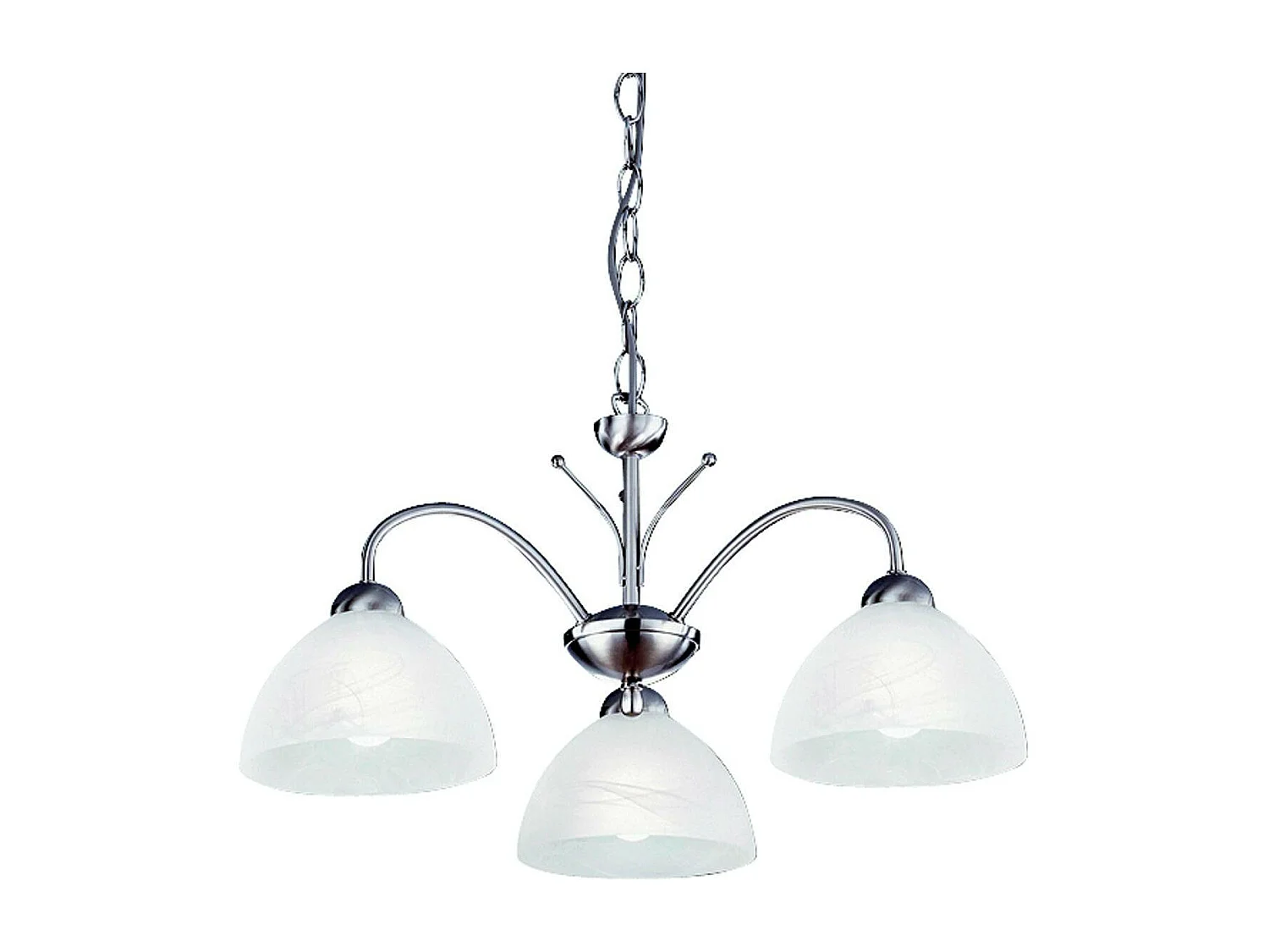 Searchlicht Milanese - 3 leichte mehrarmige Deckenanhänger Satin Silber, Glas, E14