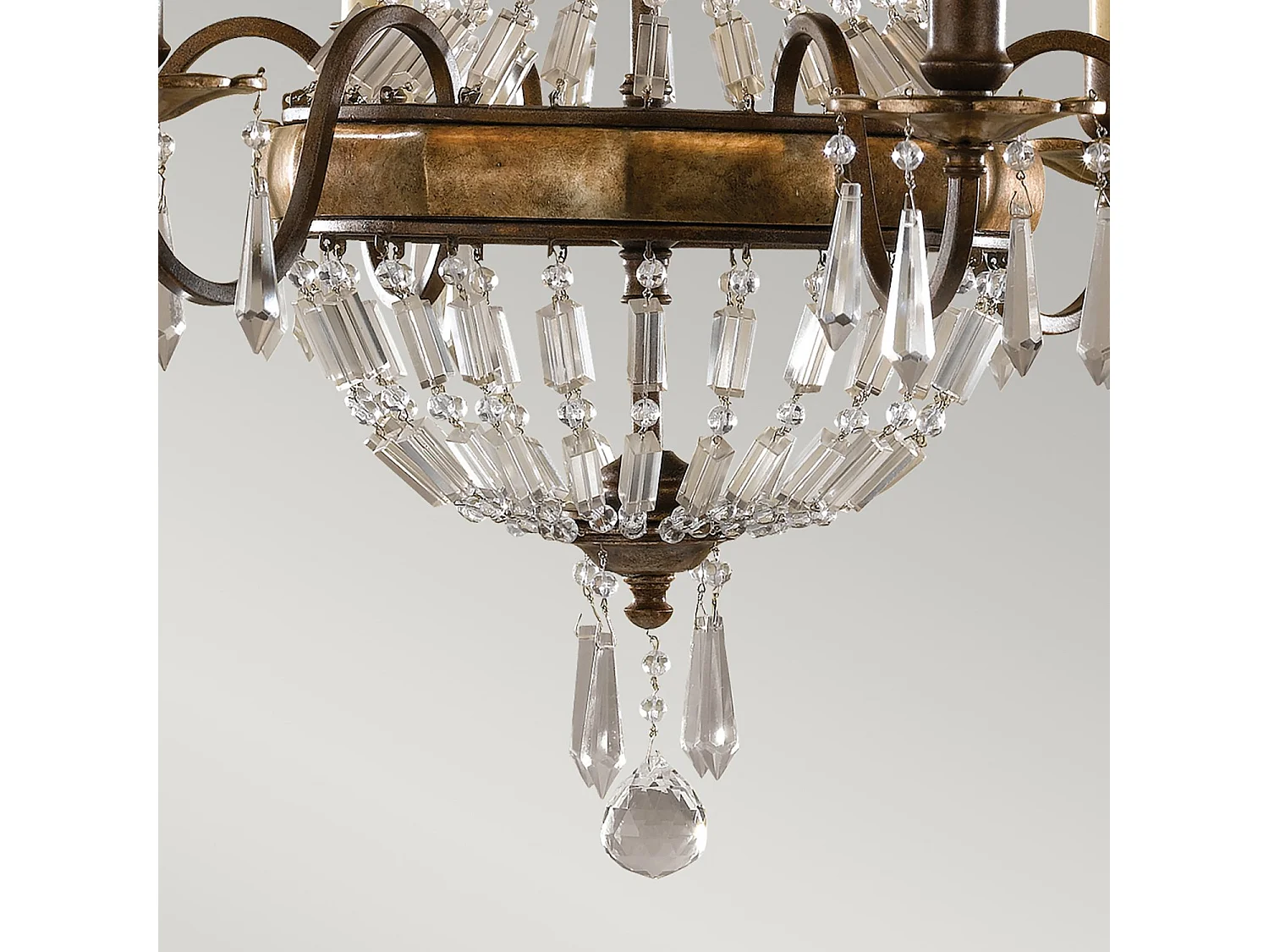 Lampadario Contemporaneo Bellini Acciaio Bronzo Ossidato Cristallo 6 Luci E14