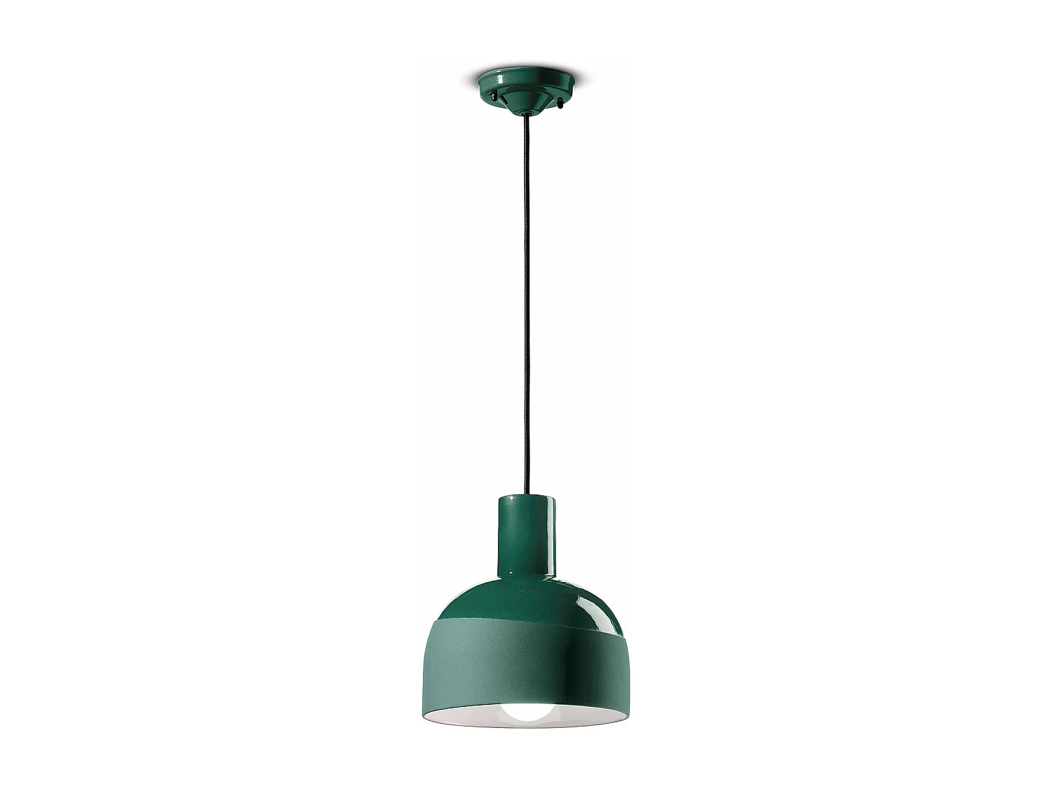 Lampadario Vintage Decò Caxixi Ceramica Verde Bottiglia 1 Luce E27