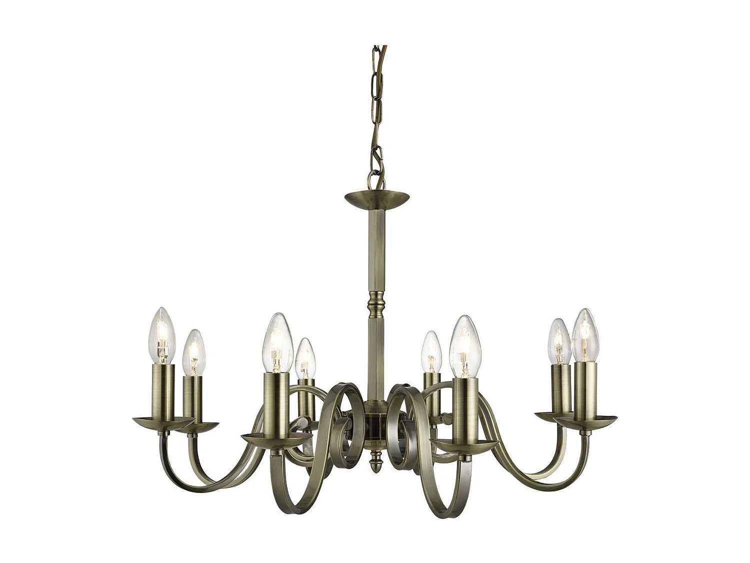 Searchlight Richmond 8 ljus ljuskrona antik mssingsfinish, E14