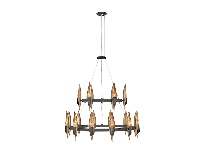 Elstead Hinkley Willow Plafoniera a sospensione cilindrica Carbon Black con Deluxe Gold