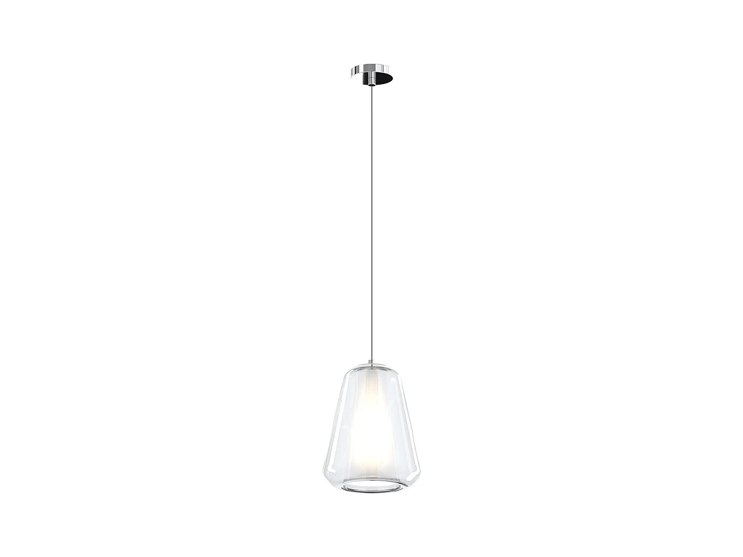 Sospensione Contemporanea Double Skin Gamma Metallo Cromo Vetro Trasp 1 Luce E27