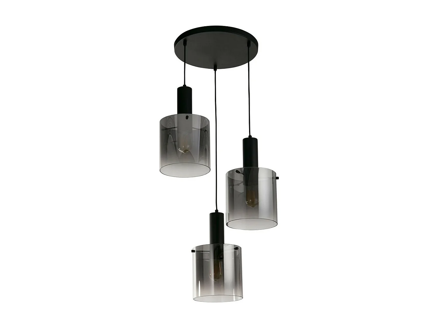 Searchlicht Sweden 3-flammige Multi-Drop-Hängeleuchte in Schwarz, Rauchglas