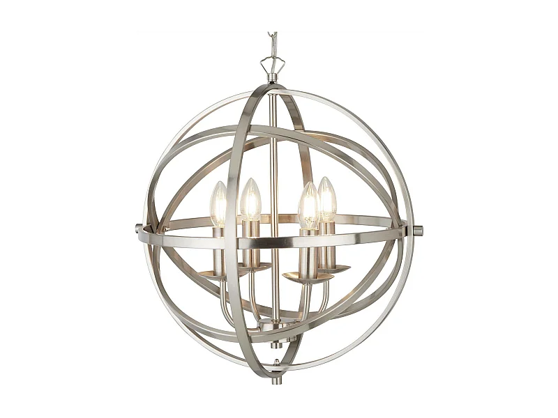 Searchlicht Orbit - 4 Licht sphärische Decke Anhänger Satin Silber, E14