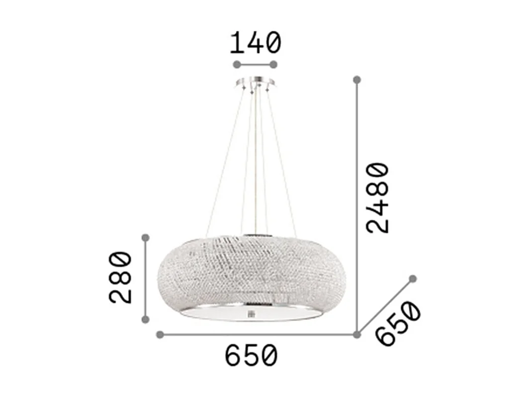 Ideal Lux Pasha' - Lampada a sospensione a 14 luci cromata