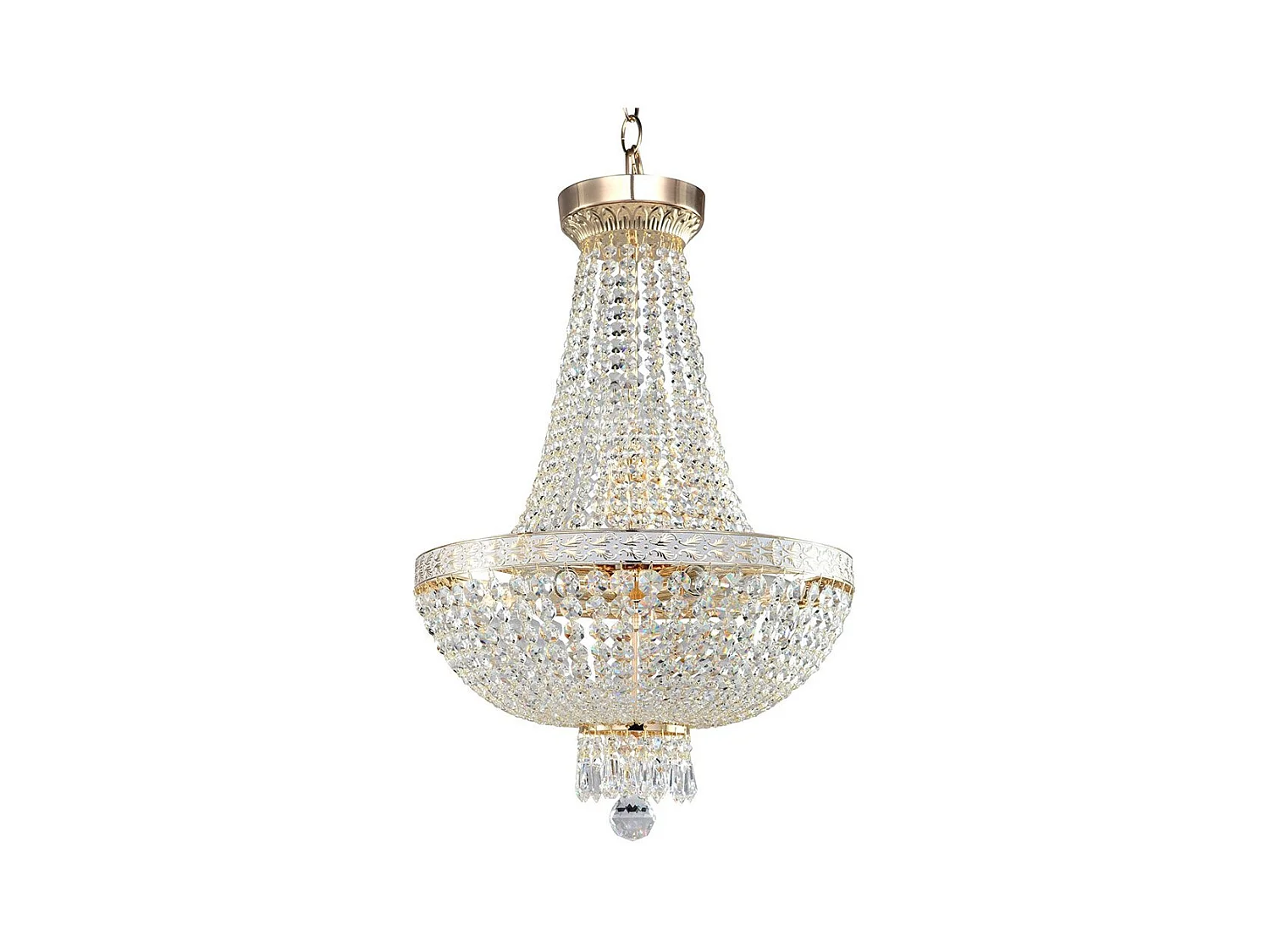 Bella Grand lustre doré et cristal, 6 lumières, E14