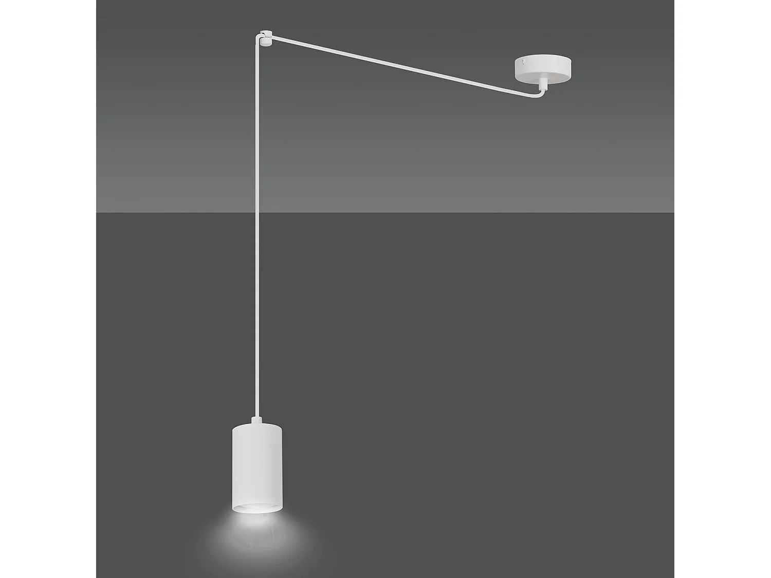 Sospensione A Ragno In Acciaio Bianco 1 Luce Tracker Con Cavo 3 Metri