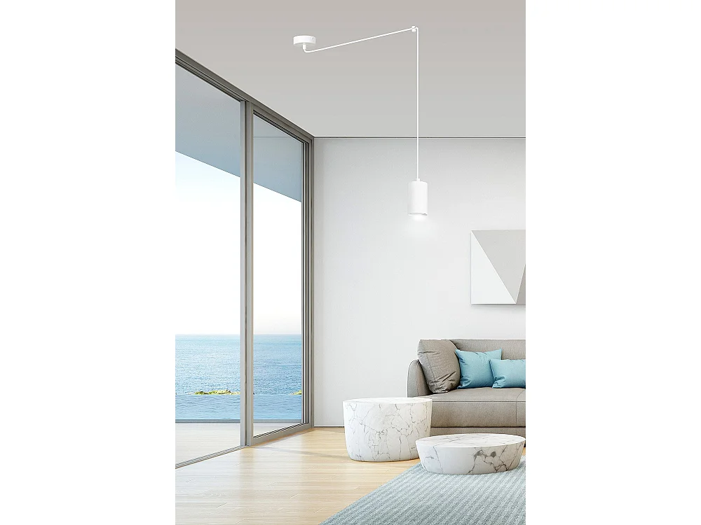 Sospensione A Ragno In Acciaio Bianco 1 Luce Tracker Con Cavo 3 Metri