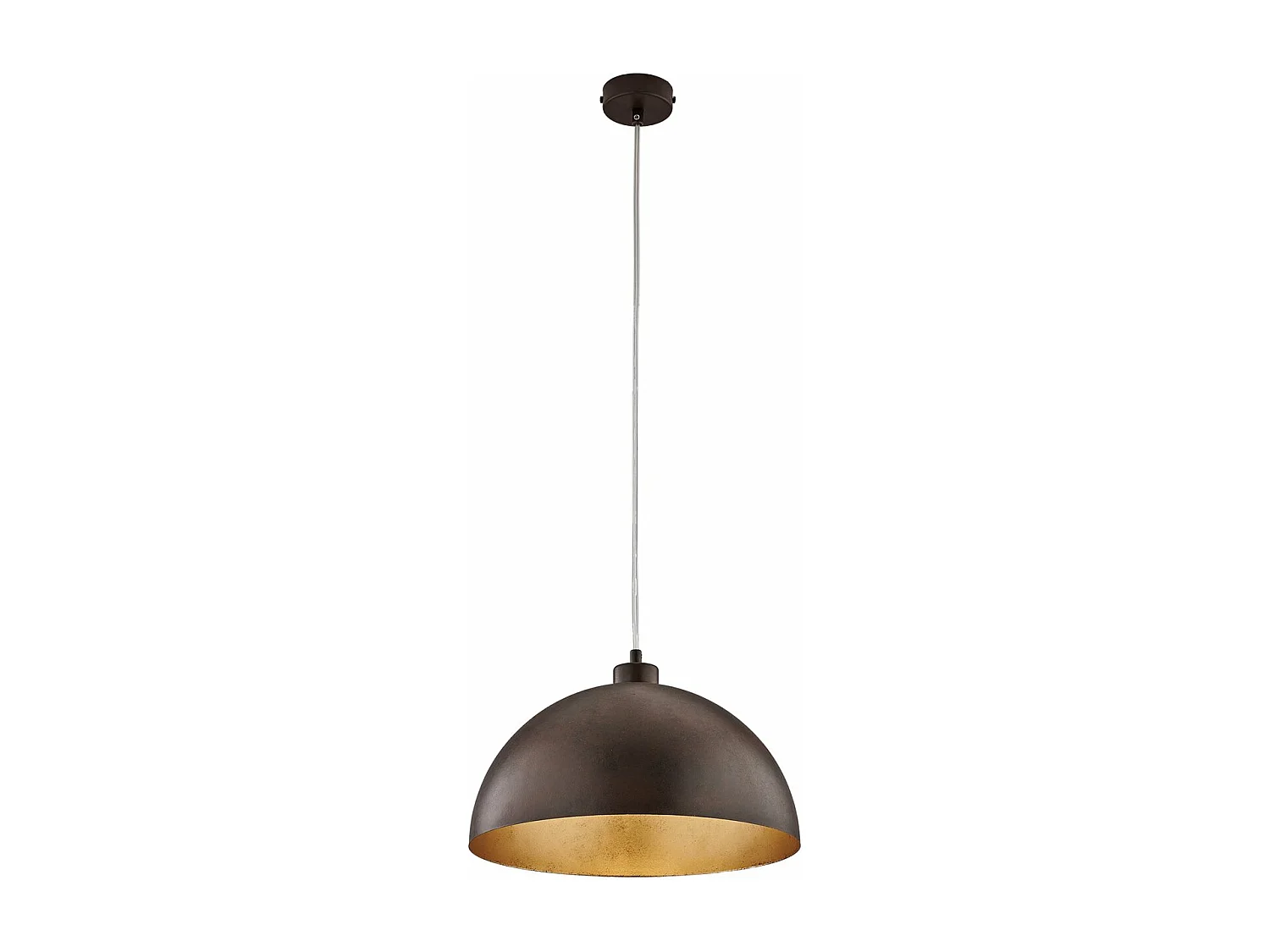 Sospensione Industrial 1 Luce Marcus In Ferro Laccato Ruggine E Oro Diam 35
