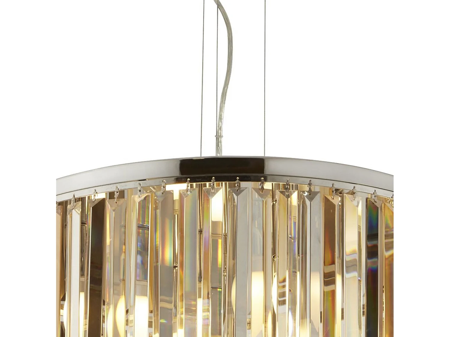 Searchlicht Clarissa - 5 Licht Decke Anhänger Chrom, Kristall Prisma Tropfen, E14