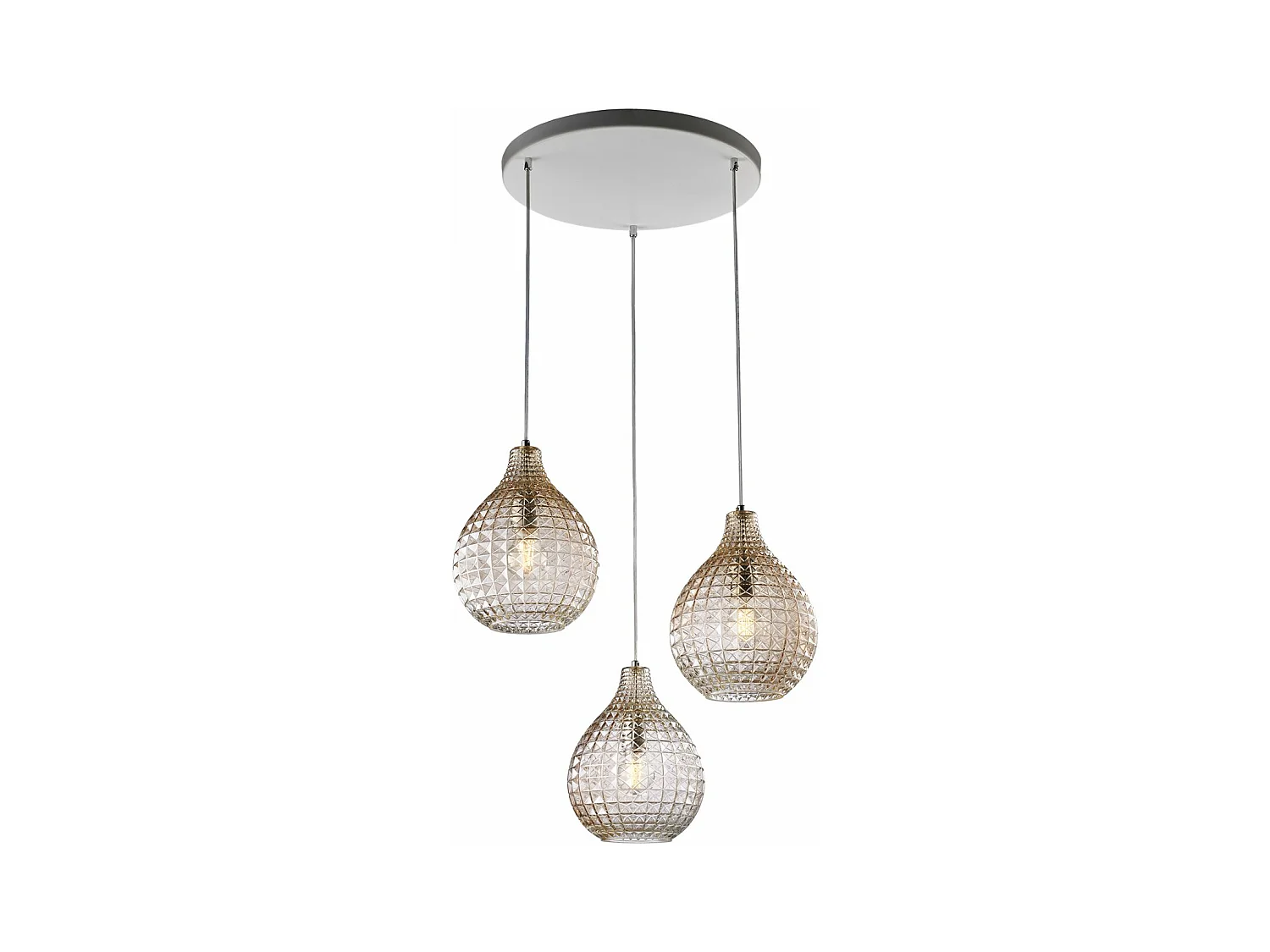 Belight -  Diamante Pendelleuchte Weiß/Chrom, 3x G9, Glas amber Kristalleffekt, Ø45 cm – BL300-S3-AM