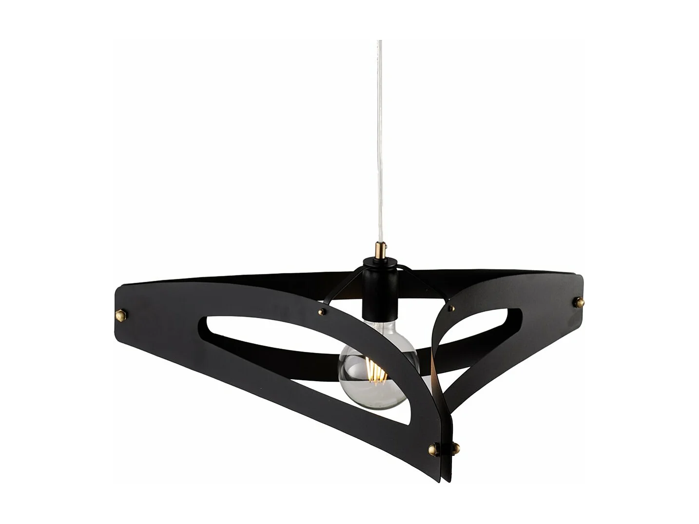 Suspension Onyx diffuseur laser, fer noir, finition laiton bruni, câble orientable, 1 lumière d.51 cm, style vintage
