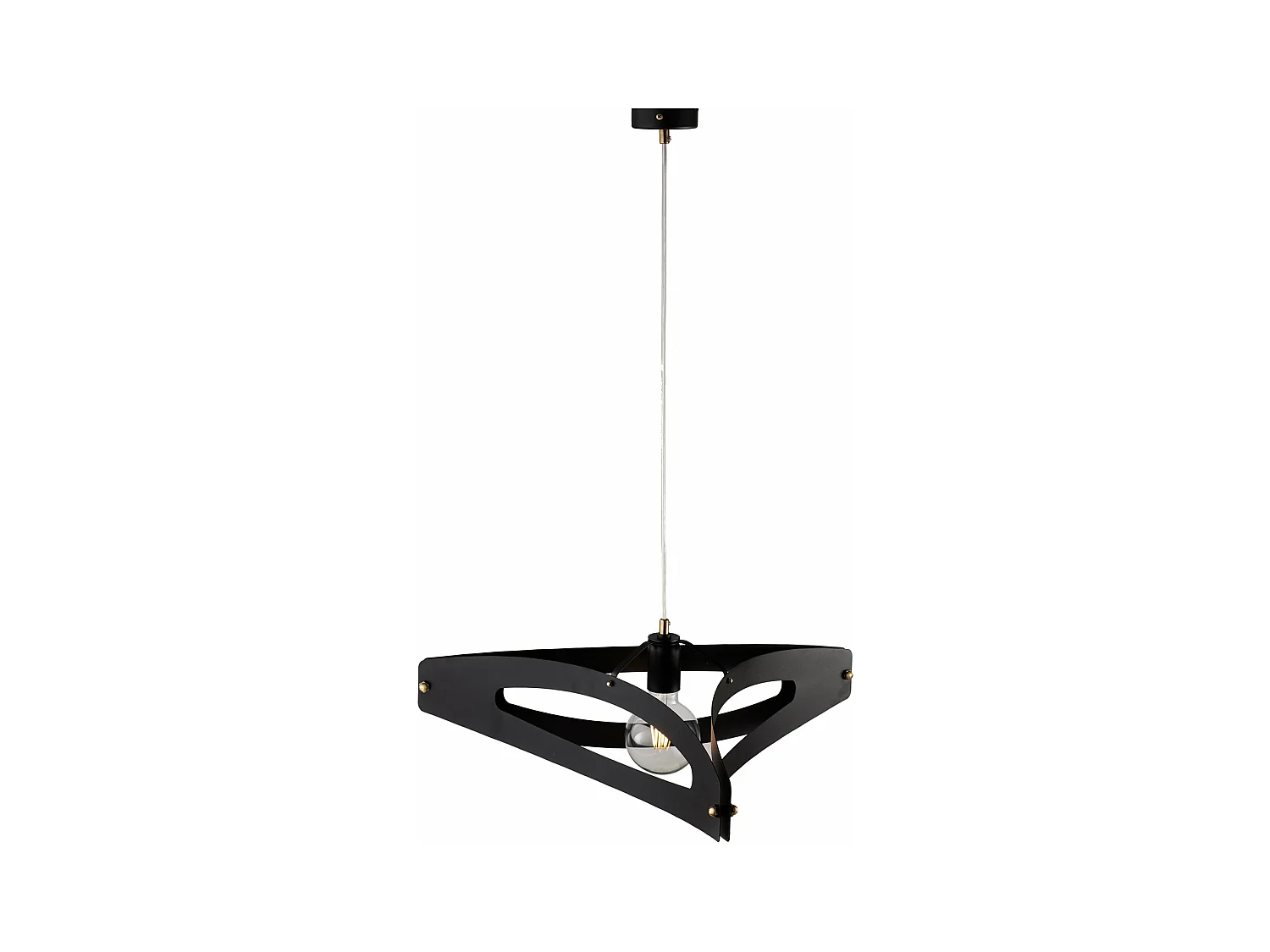 Suspension Onyx diffuseur laser, fer noir, finition laiton bruni, câble orientable, 1 lumière d.51 cm, style vintage