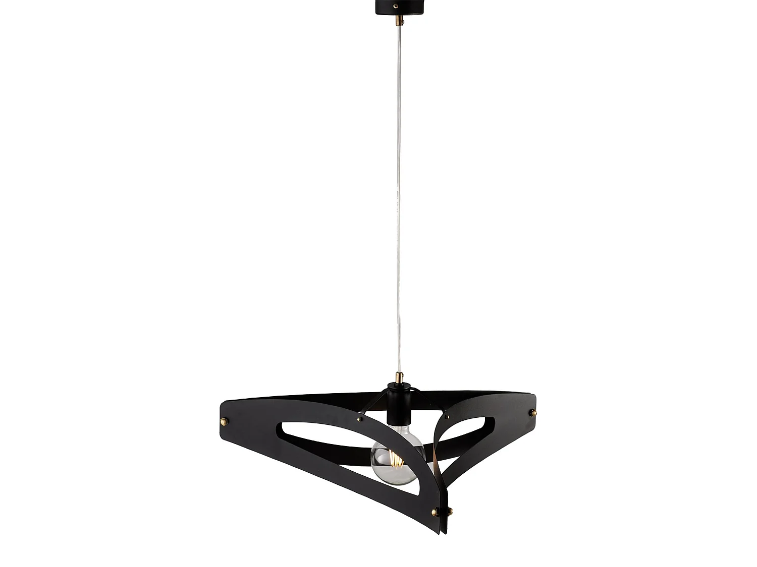 Suspensão Onyx com difusor cortado a laser em ferro lacado preto e acabamentos em latão brunido com cabo elétrico ajustável 1 luz 120 Ø51