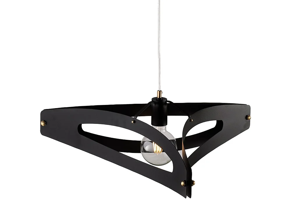 Suspensão Onyx com difusor cortado a laser em ferro lacado preto e acabamentos em latão brunido com cabo elétrico ajustável 1 luz 120 Ø51